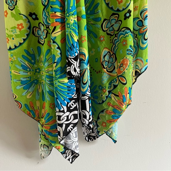 Y2K Lime Green Babydoll Tank Top Floral Rhinestone McBling Funky 2000s Delia’s L - Picture 5 of 10